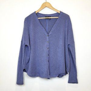 Out From Under Urban Outfitters Blue Waffleknit Buttonfront Shirt, Size XS, EUC